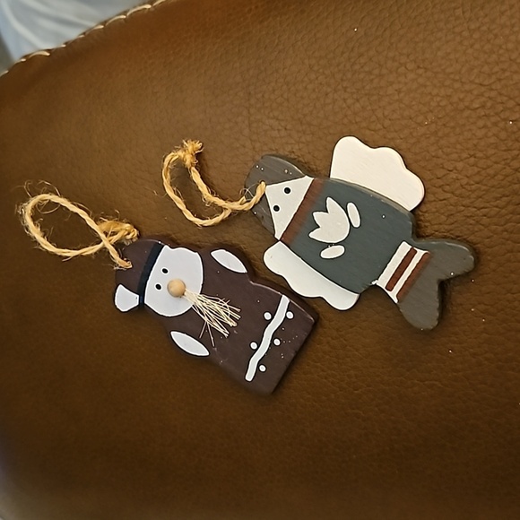 Vintage Country Cottagecore Crochet Angel Wood Christmas Tree Ornaments - Picture 6 of 8